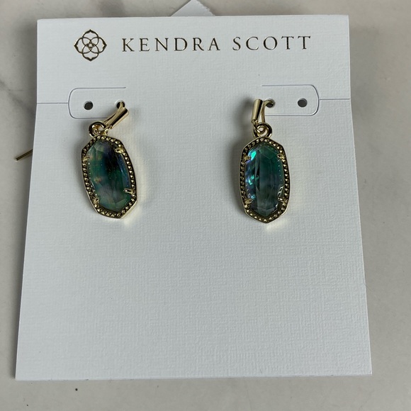 Kendra Scott Lee Gold Blue Lilac Abalone Small Drop Earrings NWT‎ New - Picture 4 of 8